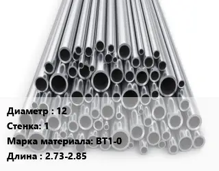 Труба титановая 12 s=1 Марка: ВТ1-0 L=2.73-2.85